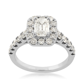 Adamante 2 ct. tw. Lab-Grown Emerald Cut Diamond Halo Engagement Ring in 14K White Gold - LGARE14122HSI1W4