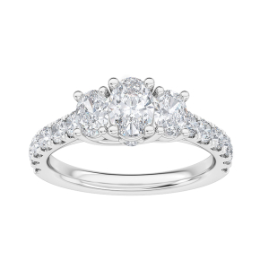 Adamante 1-1/2 ct. tw. 3-Stone Lab-Grown Diamond Oval Engagement Ring in 14K White Gold - LG-ART2881HS114W