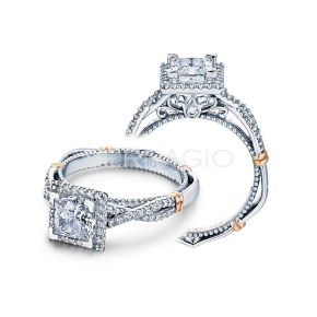 Verragio 1/3 ct. tw. Diamond Square Halo Semi-Mount Engagement Ring in 14K White & Pink Gold - D106P