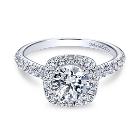 Gabriel & Co. 1/2 ct. tw. Diamond Halo Semi-Mount Engagement Ring in 14K White Gold - ER6872W44JJ