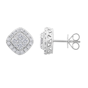 Adamante 1-1/10 ct. tw. Round Cluster Lab-Grown Diamond Earrings in 14K White Gold - LG-AEF5165HS214W