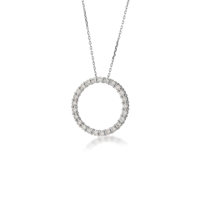 diamond circle white gold pendant