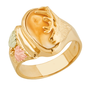 Ladies' Elk Ivory Black Hills Gold Ring in 10K Yellow Gold - I1769 Monarch