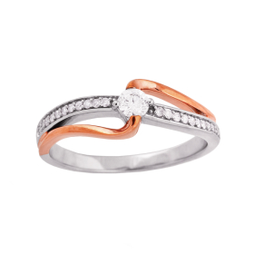 1/4 ct. tw. Round Brilliant Diamond Promise Ring in 10K Pink and White Gold  - R67636DOT - 11914376 