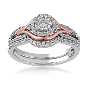 True Promise 3/8 ct. tw. Round Brilliant Diamond Halo Wedding Set in 10K White & Pink Gold - RB-6423TPA66J0T-10WP
