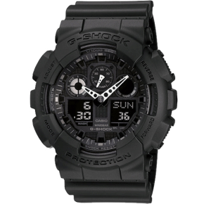 Casio G-Shock Men's 17MM Muli-Functional Watch with Bezel Design Dial and Black Resin Band - GA100-1A1-G-S 