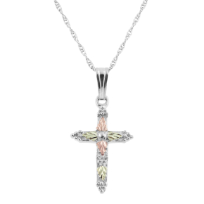 Black Hills Gold Ladies' Small Cross Pendant with Grape Accented Ends in Sterling Silver - MR2147