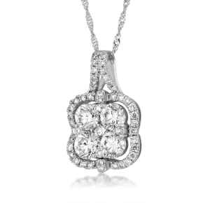 Ladies Round Brilliant Diamond Pendant in 14k White Gold - 60686