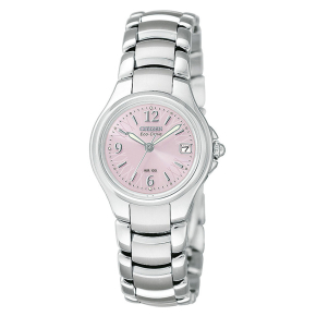 Citizen Ladies' Silhouette Chronograph Watch with Pink Dial and Stainless Steel Bracelet - EW1170-51X