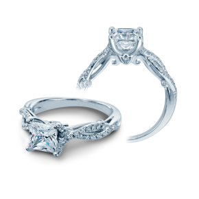 Verragio 1/3 ct. tw. Diamond Twist Band Princess Cut Semi-Mount Engagement Ring in 14K White Gold - INS-7050
