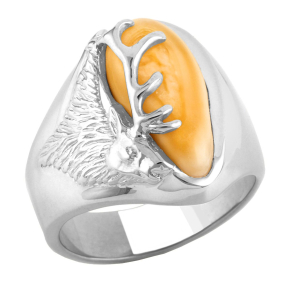 Men's Elk Ivory Ring in 10K White Gold - I1766W Teton