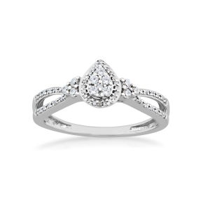 I Promise 1/5 ct. tw. Diamond Pear-Shape Cluster Promise Ring with Split Band in 10K White Gold - EU07540RE0020