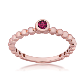 Genuine 3MM Round Bezel Set Ruby Stackable Ring in 10K Pink Gold - R38915RU