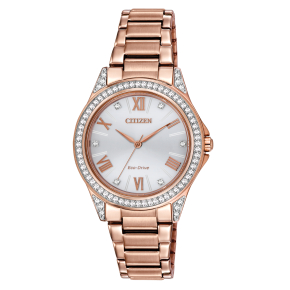 Citizen POV-Point of View Ladies' Watch with Silver Dial in Rose Gold-Tone Stainless Steel - EM0233-51A-SS