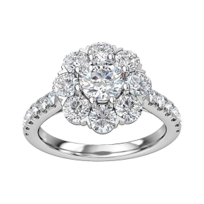 Adamante 2-1/2 ct. tw. Lab-Grown Round Brilliant Diamond Halo Engagement Ring in 14K White Gold