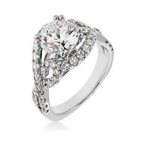 Valina 3/4 ct. tw. Diamond Filigree Inspired Semi-Mount Engagement Ring in 14K Whte Gold - R9860W@ALLOY