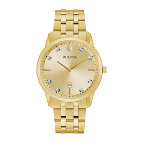 Bulova Men's Sutton Gold-Tone Stainless Steel Watch with Diamonds on Dial - 97D123