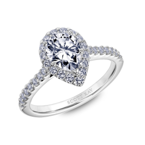 Scott Kay Luminaire 1/2 ct. tw. Pear-Shaped Diamond Halo Semi-Mount Engagement Ring in 14K White Gold - 31-SK5786EPW-E.00