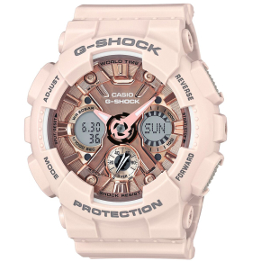 Casio G-Shock S Series Ladies' Watch with Matte Pink Band with Pink and Champagne Multi-Function Face - GMAS110MP-4A1 