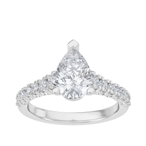 Adamante 2 ct. tw. Lab-Grown Pear Diamond Engagement Ring with Diamond Band in 14K White Gold - ARE15806HS114W-200