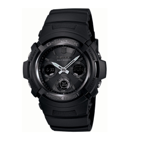 Casio G-Shock Men's 16MM Black Resin Chronograph Sports Watch with White Accents- AWGM100B-1