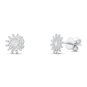 Shy Creation 1/4 ct. tw. Diamond PavÃ© Style Starburst Fashion Earrings in 14K White Gold - SC55004892-14W