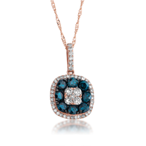 1 ct. tw. Blue and White Diamond Pendant in 10K Pink Gold