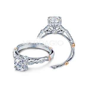 Verragio 1/8 ct. tw. Diamond Milgain Band Round Semi-Mount Engagment Ring in 14K Pink & White Gold - D-100
