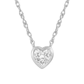 1/10 ct. tw. Diamond Heart Shaped Bezel Pendant in 10K White Gold - JN9154-RH10W0E2@
