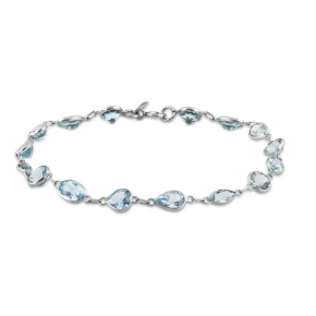 Multi-Shape Blue Topaz Link Bracelet in 14K White Gold - BW16914-BT