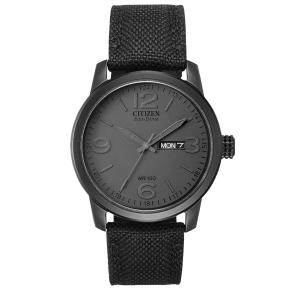 Citizen Chandler Men's Military Inspired Matte Black Watch in Black-Tone Stainless Steel Case with Woven Black Strap - BM8475-00F