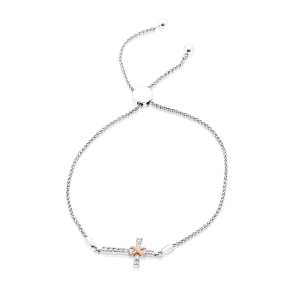 Infinite Love 1/5 ct. tw. Diamond Infinity Cross Bolo Bracelet in Sterling Silver in 10K Pink Gold - US1023BC20-0PSL