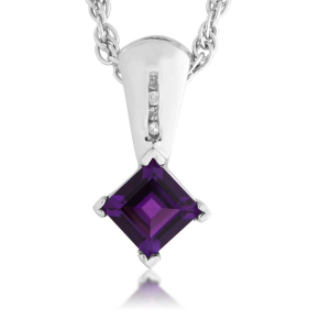 Ladies Amethyst and Diamond Pendant in Sterling Silver - A15155AM