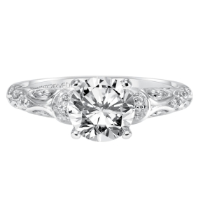 Artcarved Vintage 1/8 ct. tw. Filigree Cut-Out Diamond Semi-Mount Engagement Ring in 14K White Gold - 31-V284DRW-E.00-14KW