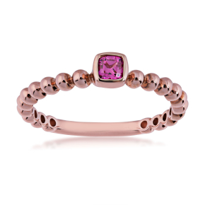 Genuine Square Bezel Set Ruby Stackable Ring in 10K Pink Gold - R38914RU