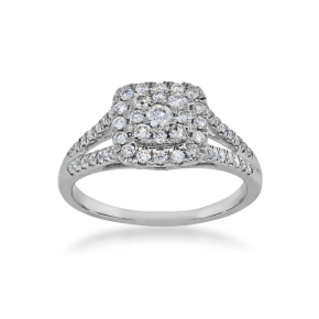 Fairytale Diamonds 1/2 ct. tw. Cushion Cluster Diamond Ring with Split Shank in 10K White Gold - SKR19764-50D