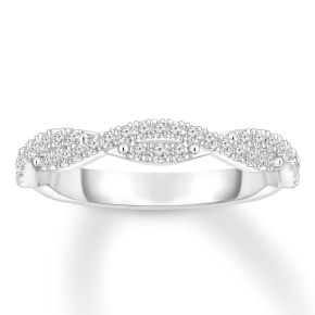 Perfect Match 1/4 ct. tw. Diamond Anniversary Band with Twist Design in 10K White Gold