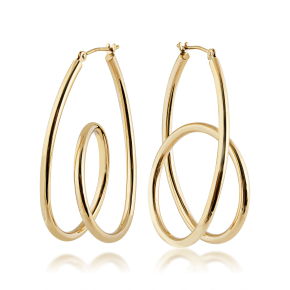 Ladies' 2MM Oval Orbit Fashion Earrings in 10K Yellow Gold - TRE042395Y@