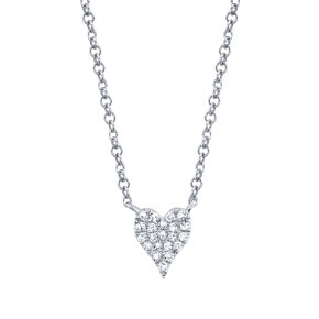 Shy Creation 1/20 ct. tw. Diamond Pave Heart Necklace in 14K White Gold