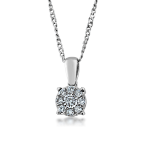 Fairytale Diamonds 1/10 ct. tw. Round Halo Starbright Pendant in 10K White Gold - SKP14567-10