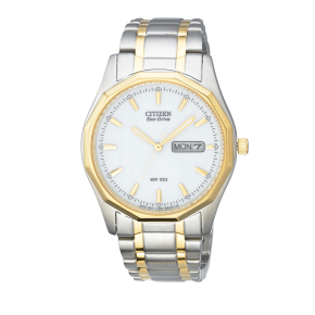 Citizen Corso Men's 12-Sided Bezel Watch with White Dial in Two-Tone Stainless Steel - BM8434-58A-TT