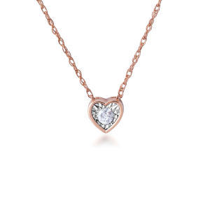1/10 ct. tw. Diamond Heart Shaped Bezel Pendant in 10K Pink and White Gold - JN9154-RH10PWR0E2