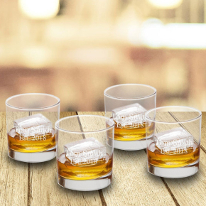 Personalized Lowball Whiskey Glasses 2 Lines - Set of 4 - Old Fashioned Glass Set -GC1570