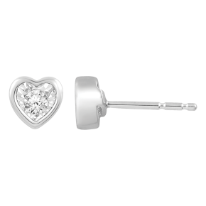 1/10 ct. tw. Diamond Heart Shaped Bezel Earring with Miracle Plating in 10K White Gold - JN9160-RH10W@