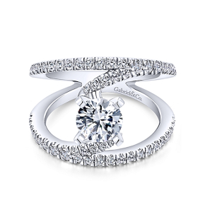 Gabriel & Co. .68 ct. tw. Round Diamond Semi-Mount Engagement Ring with Split Shank in 14K White gold - ER12416R4W44JJ