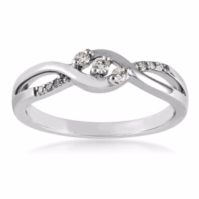 I Promise 1/10 ct. tw. Diamond 3 Stone Promise Ring in 10K White Gold - FR30178DIA-10KW