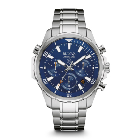 Bulova Marine Star Collection Men's 6 Hand Chronograph Watch with Calendar in a Blue Dial in Stainless Steel - 96B256
