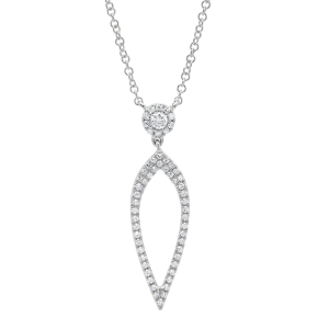 Shy Creation 1/5 ct. tw. Diamond Pave Halo Dangle Fashion Necklace in 14K White Gold - SC55006100-14W