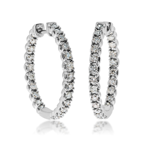 1 ct. tw. Inside Out Round Diamond Hoop Earrings with Click Backs in 10K White Gold - SKE19414-100