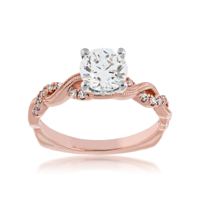 Valina 1/8 ct. tw. Prong Set Diamond & Milgrain Infinity Semi-Mount Engagement Ring in 14K Pink Gold - R9858P@ALLOY